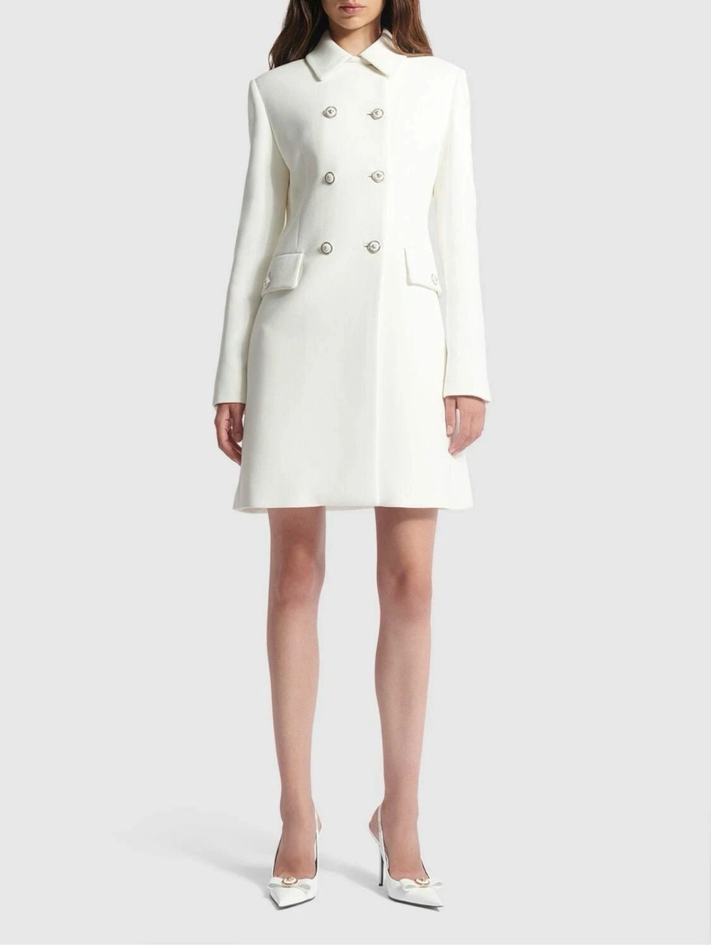 Versace Double Breasted Stretch Crepe Coat